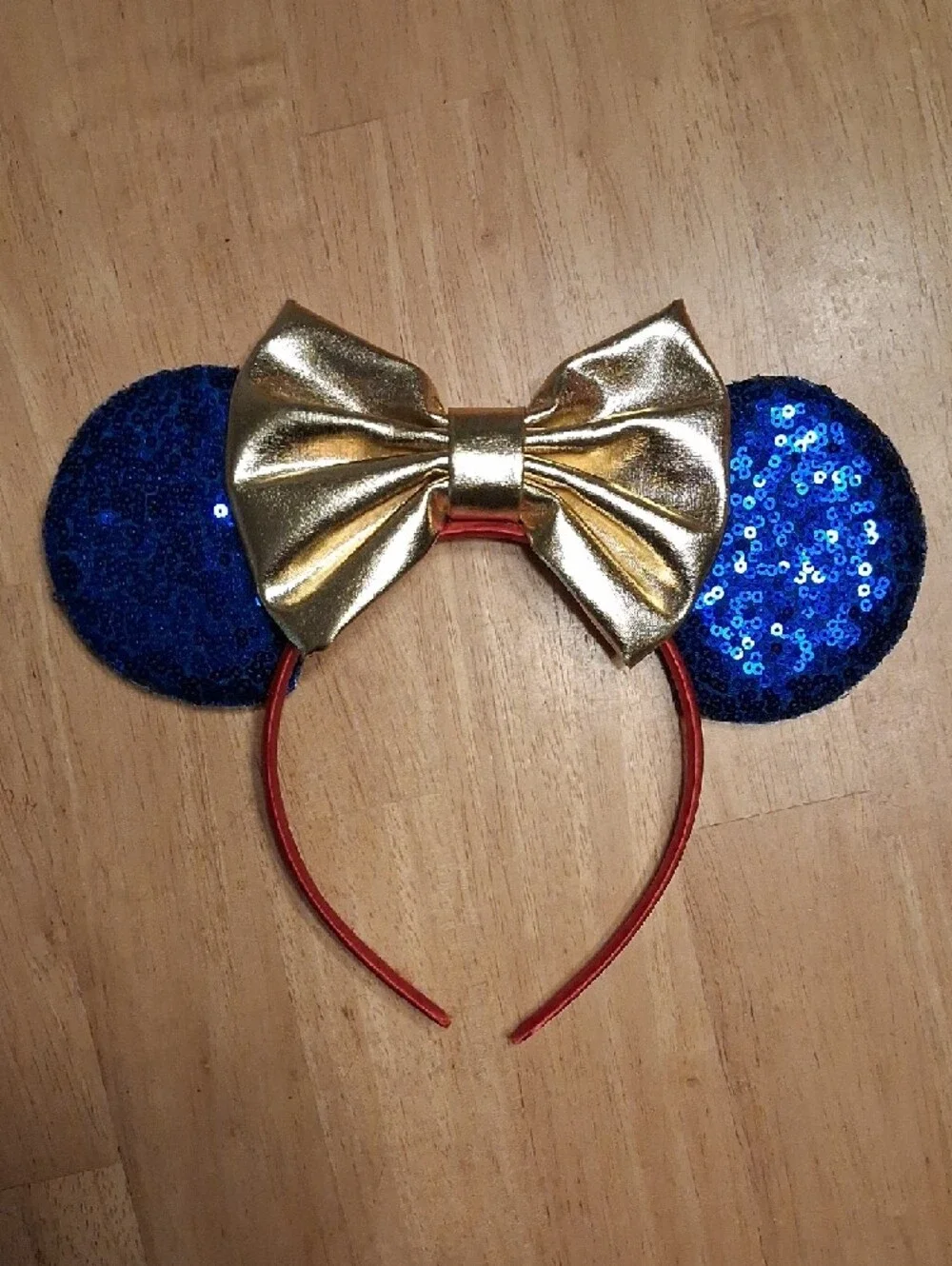 Disney Set Of 2 Sequin Minnie Ear Headbands Red Polka Dot & 4th Of July Colors